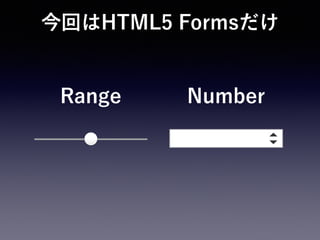 今回はHTML5 Formsだけ
Range Number
 