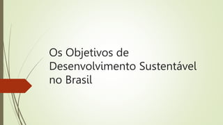 Os Objetivos de
Desenvolvimento Sustentável
no Brasil
 