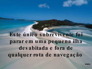 Este único sobrevivente foi parar em uma pequena ilha desabitada e fora de qualquer rota de navegação  