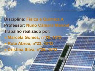 Vantagens Não consome combustível. Não produz poluição nem contaminação ambiental.É silencioso. É resistente a situações climatéricas extremas. Exige pouca manutenção. 