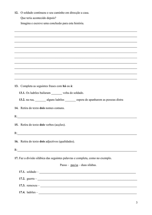 O soldado e o tambor Ficha de Língua Portuguesa 2.º ano O soldado e o tambor Ficha de Língua Portuguesa 2.º ano