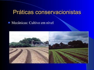 Práticas conservacionistas Mecânicas: Cultivo em nível 