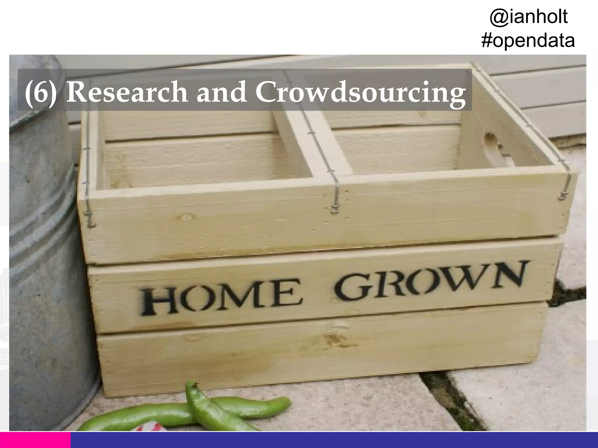 @ianholt
#opendata

(6) Research and Crowdsourcing

 