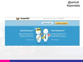 @ianholt
#opendata

ScraperWiki

 