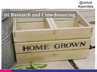 @ianholt
#opendata

(6) Research and Crowdsourcing

 