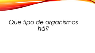 Que tipo de organismos
há?
 
