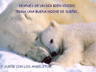DESPUÉS DE UN DIA BIEN VIVIDO, TENGA UNA BUENA NOCHE DE SUEÑO... Y SUEÑE CON LOS ANGELITOS... 