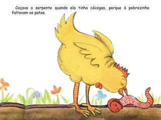 Coçava a serpente quando ela tinha cócegas, porque à pobrezinha
faltavam as patas.
 
