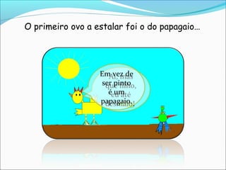 O primeiro ovo a estalar foi o do papagaio…




                  Em vez de
                     Ai, mas
                   ser pinto
                    que filho,
                     éeu até
                       um
                  papagaio.
                    desmaio!
 