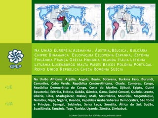 CEDEAO (Comunidade Económica dos Estados da África Ocidental): Benin, Burkina Faso, Cabo Verde, Costa do Marfim, Gâmbia, Gana, Guiné-Bissau, Guiné-Conacri, Libéria, Mali, Niger, Nigéria, Senegal, Serra Leoa e TogoCEEAC