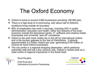 The Oxford Economy ,[object Object],[object Object],[object Object],[object Object],[object Object],David Doughty Chief Executive Oxfordshire Economic Partnership 