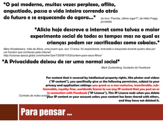 A InternetA Internet é um conglomerado de redes em escala, criada em 1969 primeiramente para fins militares. Estima-se que 1/4 dos habitantes da terra usem a Internet