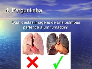 4. Perguntinha

  Qual destas imagens de uns pulmões
        pertence a um fumador?
 