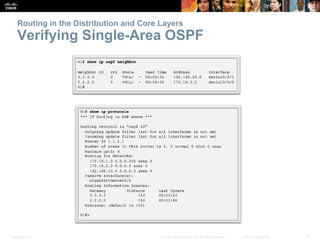 Presentation_ID 9© 2008 Cisco Systems, Inc. All rights reserved. Cisco Confidential
Routing in the Distribution and Core Layers
Verifying Single-Area OSPF
 