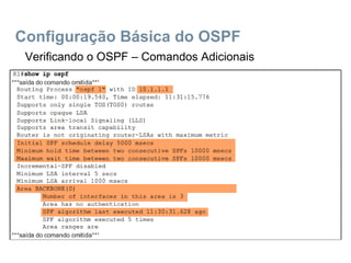 Configuração Básica do OSPF
Verificando o OSPF – Comandos Adicionais
 