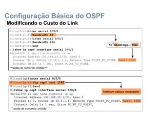 Configuração Básica do OSPF
Modificando o Custo do Link
 