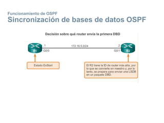 Funcionamiento de OSPF
Sincronización de bases de datos OSPF
 