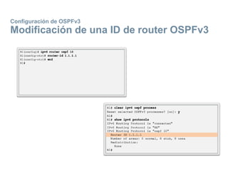 Configuración de OSPFv3
Modificación de una ID de router OSPFv3
 