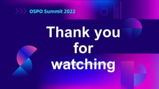 Thank you
for
watching
scoughlan@linuxfoundation.org
 