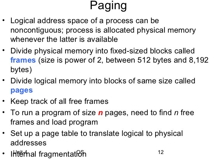Os Swapping, Paging, Segmentation and Virtual Memory