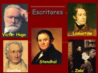 Victor Hugo
EscritoresEscritores
Zola
Stendhal
Goethe
Lamartine
22
 