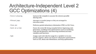 Architecture-Independent Level 2
GCC Optimizations (4)
 