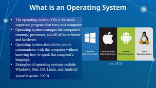 An Operating System (OS) presentation provides an overview of the ...