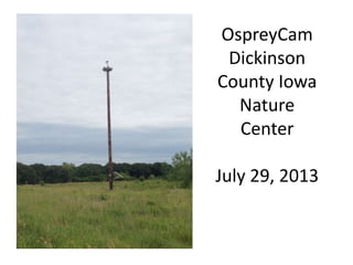 OspreyCam
Dickinson
County Iowa
Nature
Center
July 29, 2013
 