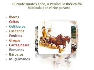 Durante muitos anos, a Península Ibérica foi habitada por vários povos: Iberos