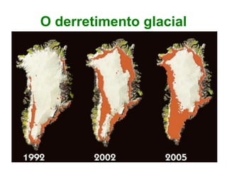O derretimento glacial
 