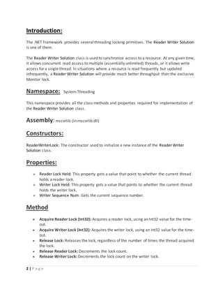 READER/WRITER SOLUTION | PDF