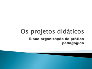 Os projetos didáticos  E sua organização da prática pedagógica 