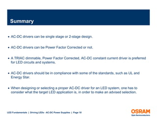 Driving LEDs -AC-DC Power Supplies: LED Fundamentals | PDF