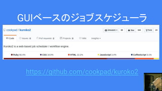 https://github.com/cookpad/kuroko2
GUIベースのジョブスケジューラ
 