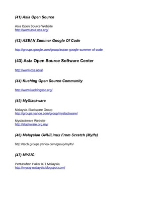 List Of OSS Communities Malaysia 2009 | PDF