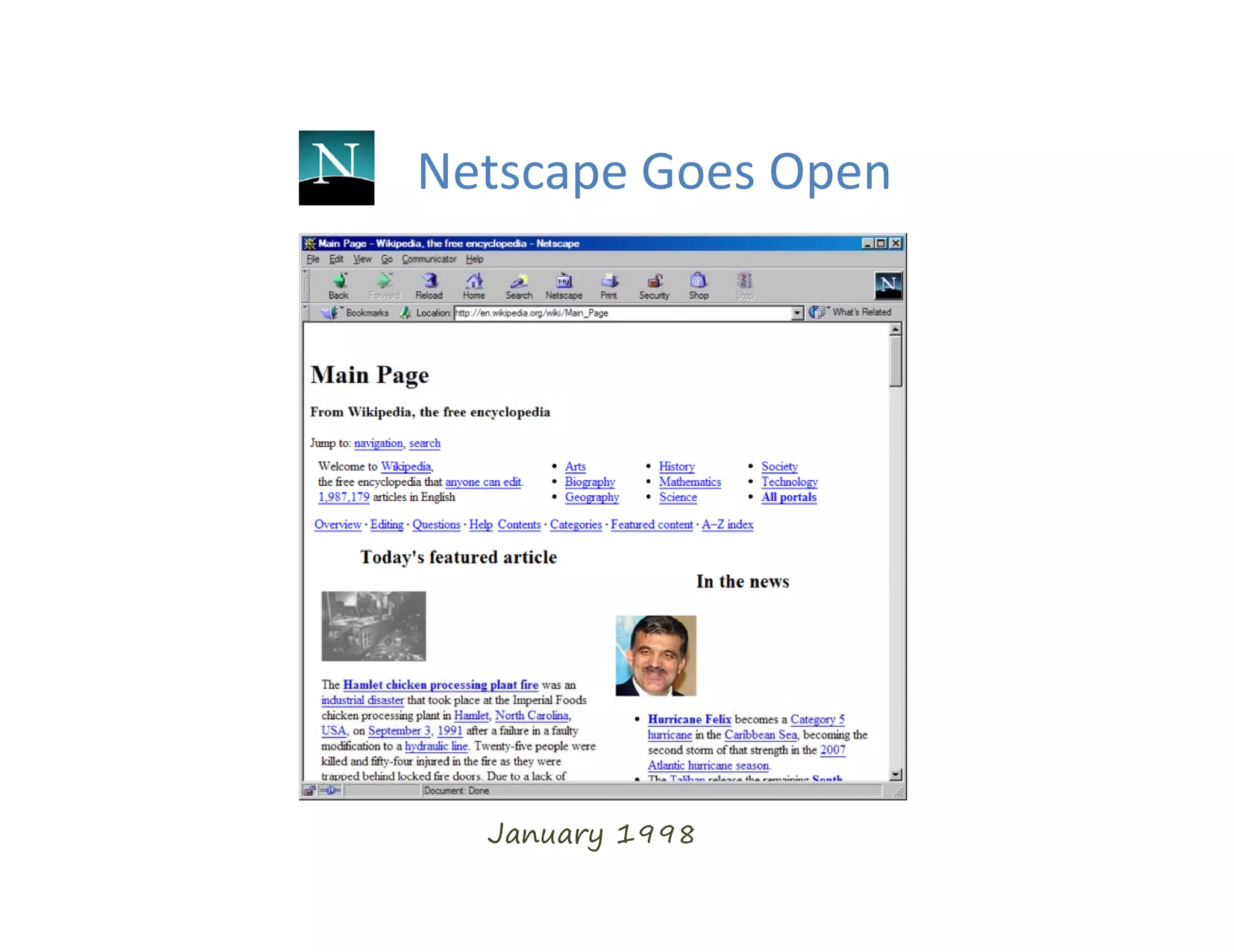 Netscape Goes Open
Netscape Goes Open




  January 1998
 