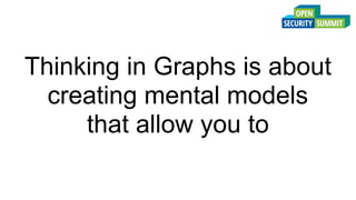 Thinking in Graphs is about
creating mental models
that allow you to
 