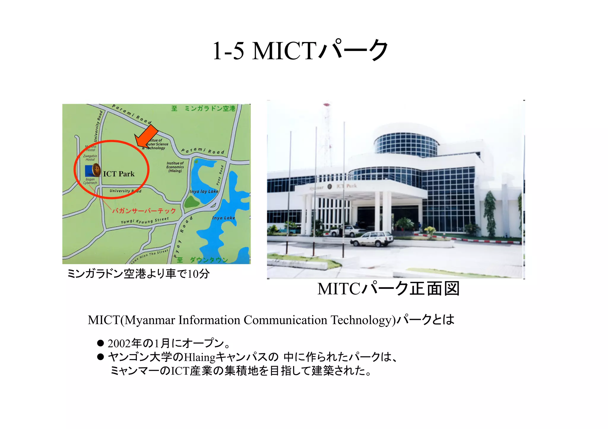 1-5 MICT                  	




                 10   	
                                     MITC             	
MICT(Myanmar Information Communication Technology)   	
   2002   1
                Hlaing
               ICT
 