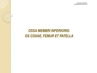 OSSA MEMBRI INFERIORIS:
OS COXAE, FEMUR ET PATELLA
download provided by
www.perpetuum-lab.com.hr
 