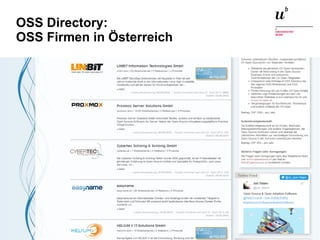Open Source in der Schweiz21. Juni 2016 15
OSS Directory:
OSS Firmen in Österreich
 