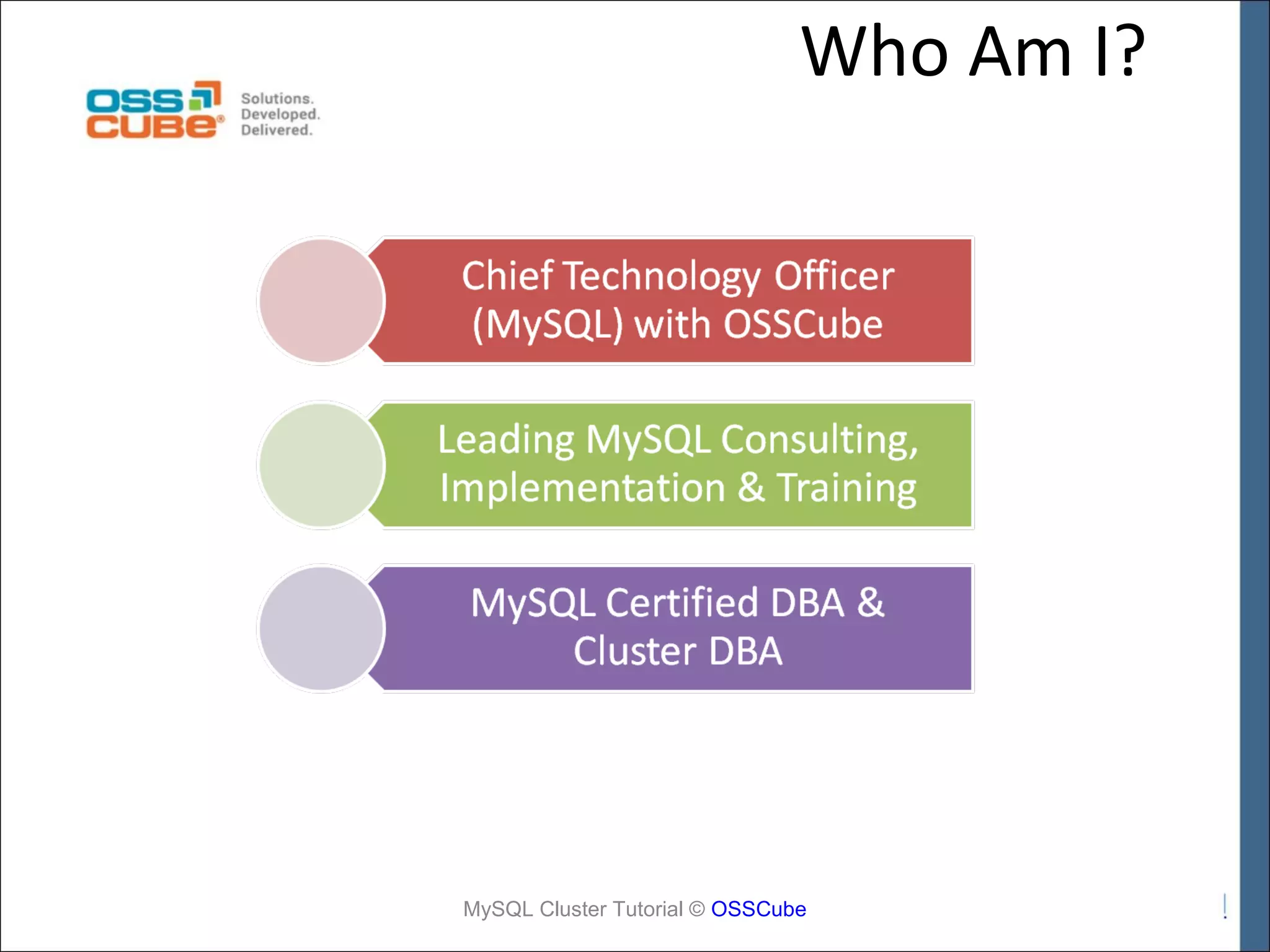 Who Am I? MySQL Cluster Tutorial © OSSCube 