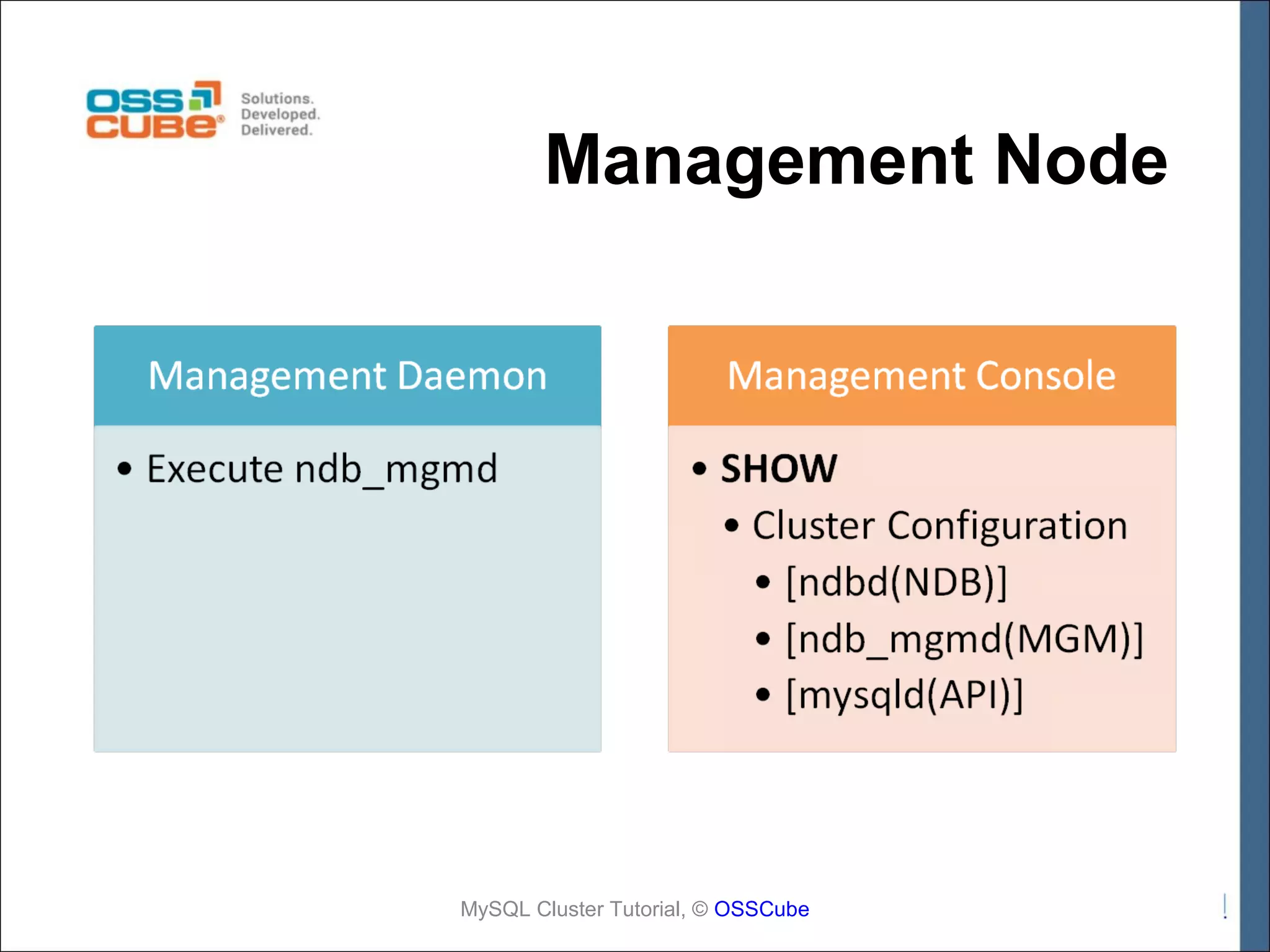 Management Node MySQL Cluster Tutorial, © OSSCube 