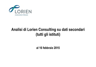 Analisi di Lorien Consulting su dati secondari
(tutti gli istituti)(tutti gli istituti)
al 16 febbraio 2015
 