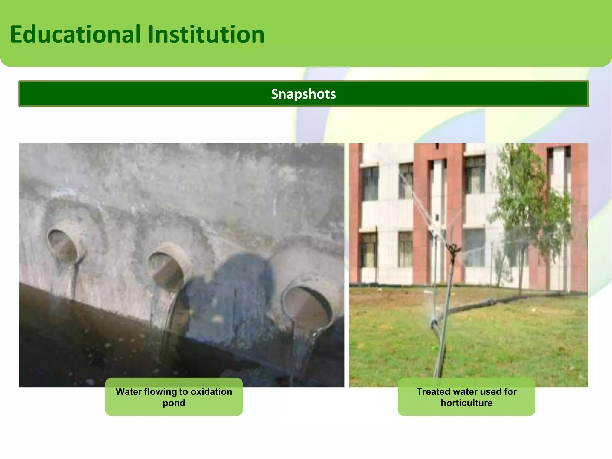 5,000 P.E Plant
Project Description
Industry: Government Organization
Flow: 1MLD
Product Used: OS STP with OS1-WW
Challenges Faced: High cost of pipe grid, Water shortage for irrigating the huge
landscape

Goals
Cost Effective Treatment
Avoid menaces like foul odor and sludge deposits
Outflow standards established by regulations must be met
Recycling of water
Eco-friendly technology

 