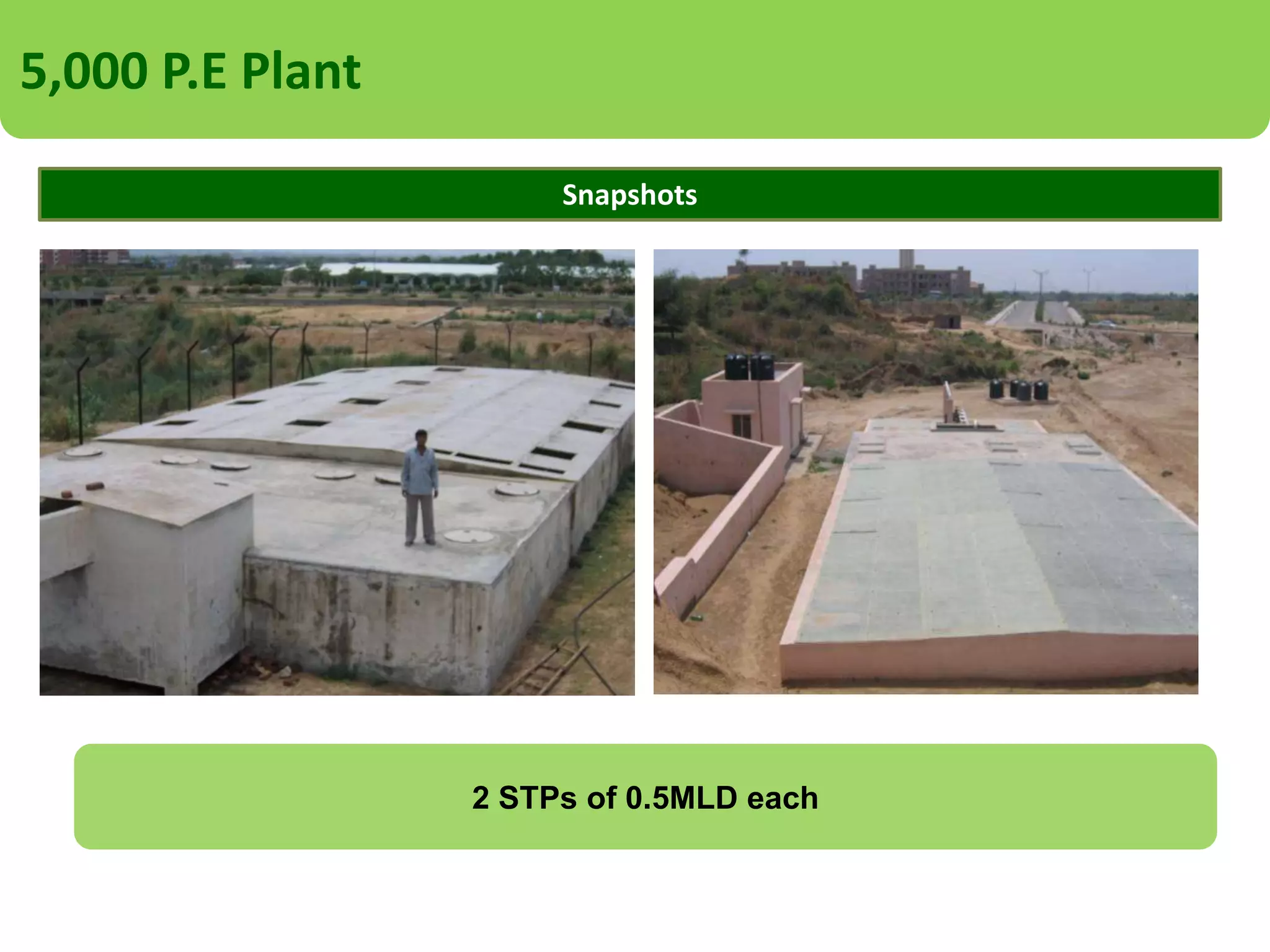 5,000 P.E Plant
Snapshots

Treated Water (L)
Untreated Water (R)

Treated water being used in Golf
Course

 
