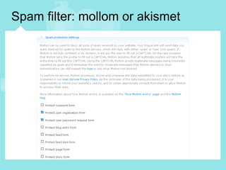 Spam filter: mollom or akismet 