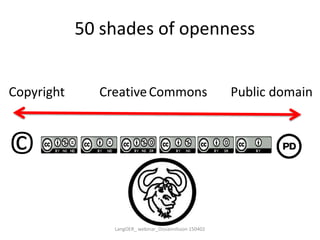 50 shades of openness
©
Copyright Public domainCreativeCommons
LangOER_ webinar_Ossiannilsson 150402
 