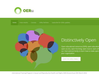 International Training Program in Sexual and Reproductive Health and Rights SIDA Ossiannilsson 8th March 2016
 