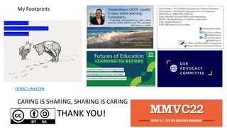 My Footprints
www.i4quality.se
Ebba.Ossiannilsson@gmail.com
info@i4quality.se
THANK YOU!
CARING IS SHARING, SHARING IS CARING
OERAC LINKEDIN
 