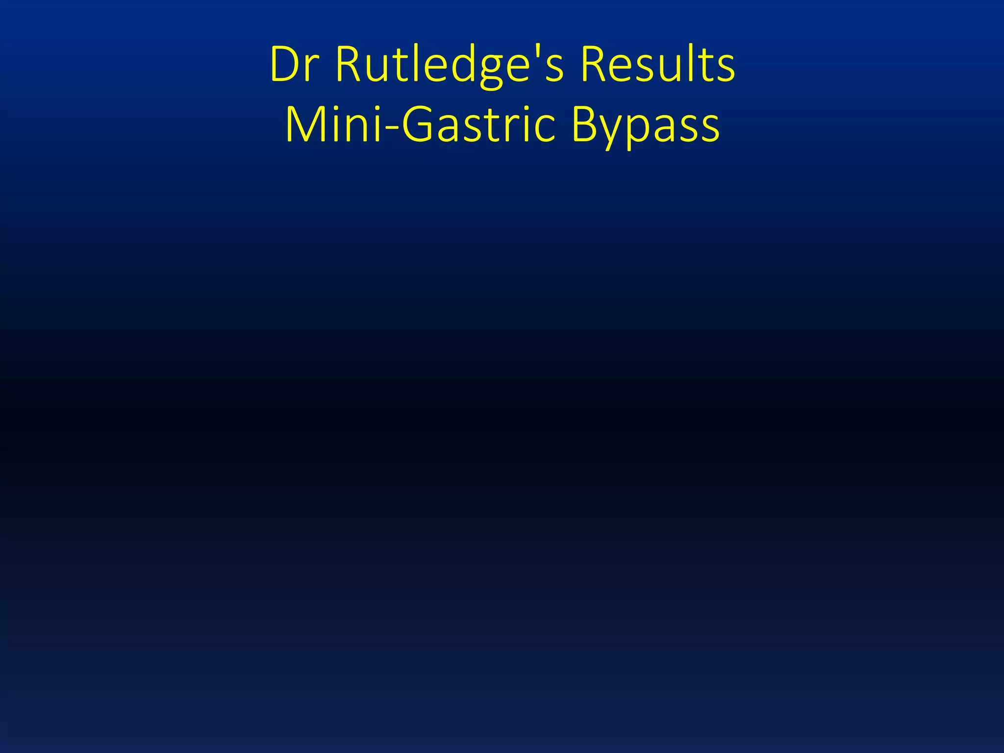 Dr Rutledge's Results
Mini-Gastric Bypass
 